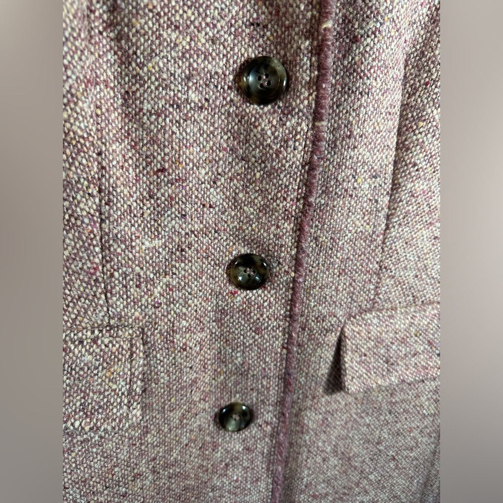 Sisley Rose Pink Tweed Wool Coat Jacket US 4 Mid-Thigh Length Italian Tailored - Picture 5 of 15